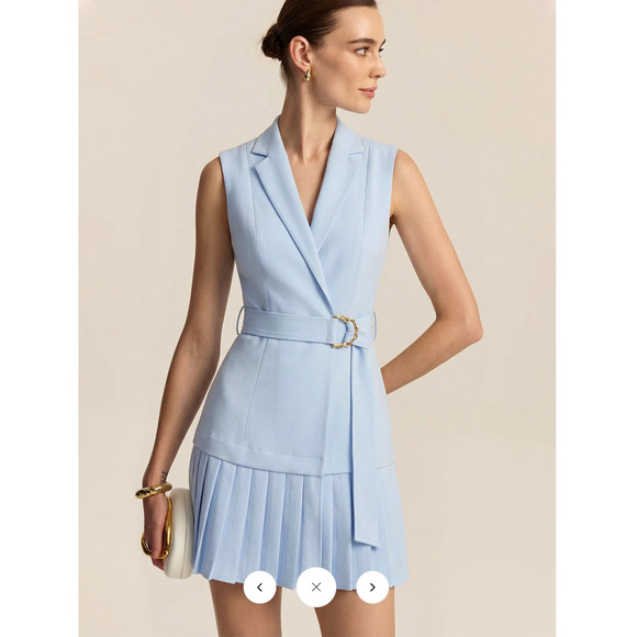 Commense Dresses & Skirts - Copied - NWT Commense Belted Pleated Sleeveless Blazer Mini Dress Sz M